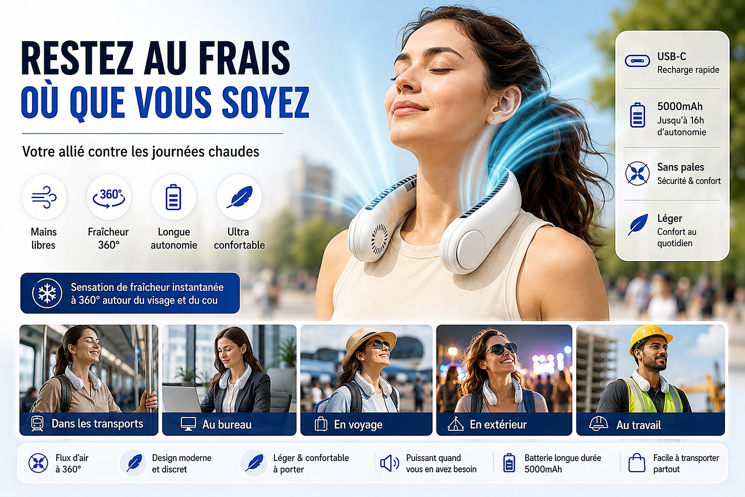 Ventilateur de Cou Sans Pales – La Fraîcheur Réinventée
